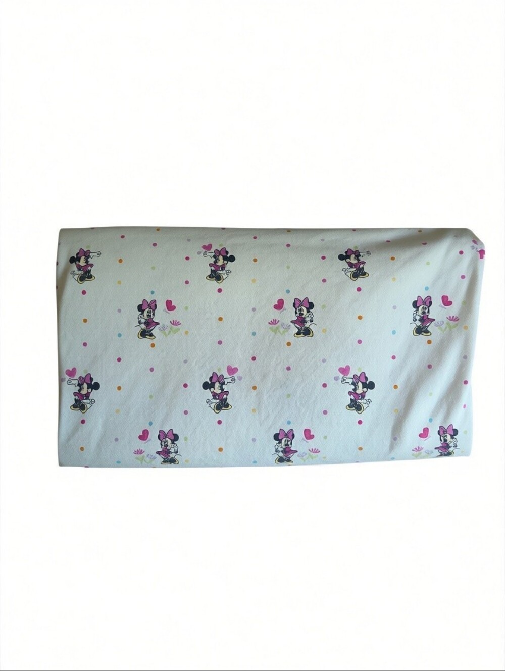 Disney Baby Minnie Mouse 2010 Cotton Fitted Crib Sheet Hearts Polka Dots White